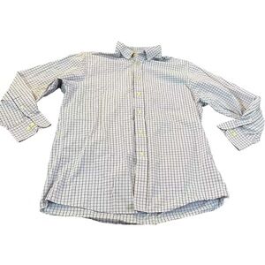 CHAPS Button Up Shirt Adult L Large 16 1/2 32/33 Purple Blue Check Pocket